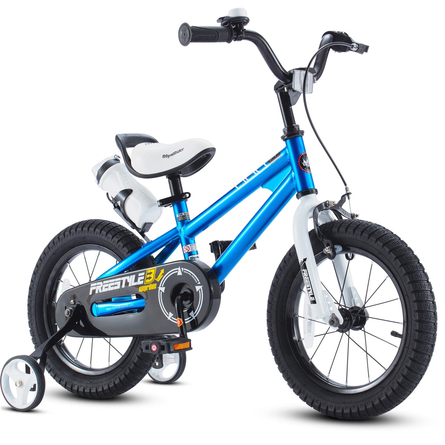 RoyalBaby Kids Bike Boys Girls Freestyle BMX Bicycle with Training Wheels Kickstand Gifts for Children Bikes 16 Inch Blue