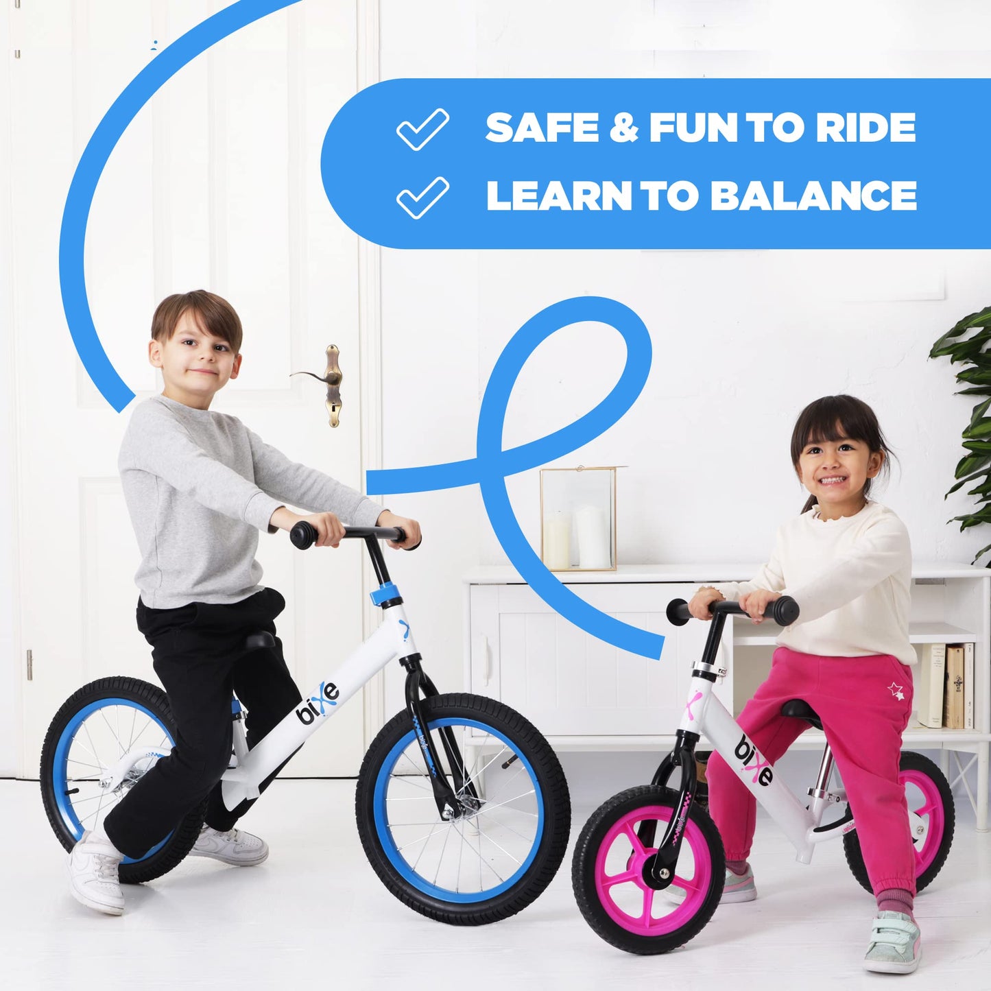 Bixe Balance Bike - 16" (40.6 cm) Big Kids' Training Bikes - Kids Balance Bike Designed for Children Ages 4 to 9 - No Pedal Push Bicycle for Boys or Girls - Blue