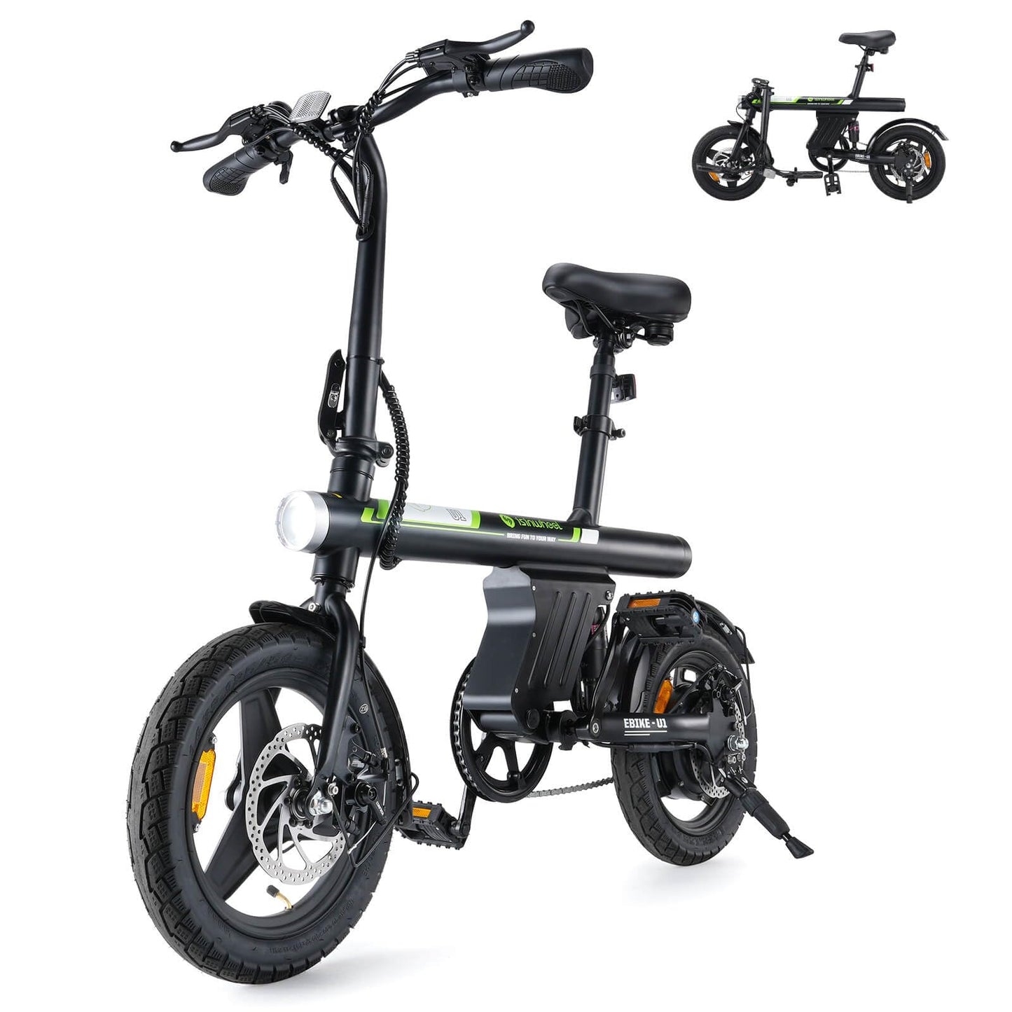 isinwheel U1 Electric Bike for Adults 750W Peak Motor, 20 mph Folding Ebike, 14" Adults Electric Bicycles with Smart Uphill, 280.8Wh Battery, 25 Miles PAS Range, Mini E Bikes for Adults and Teens