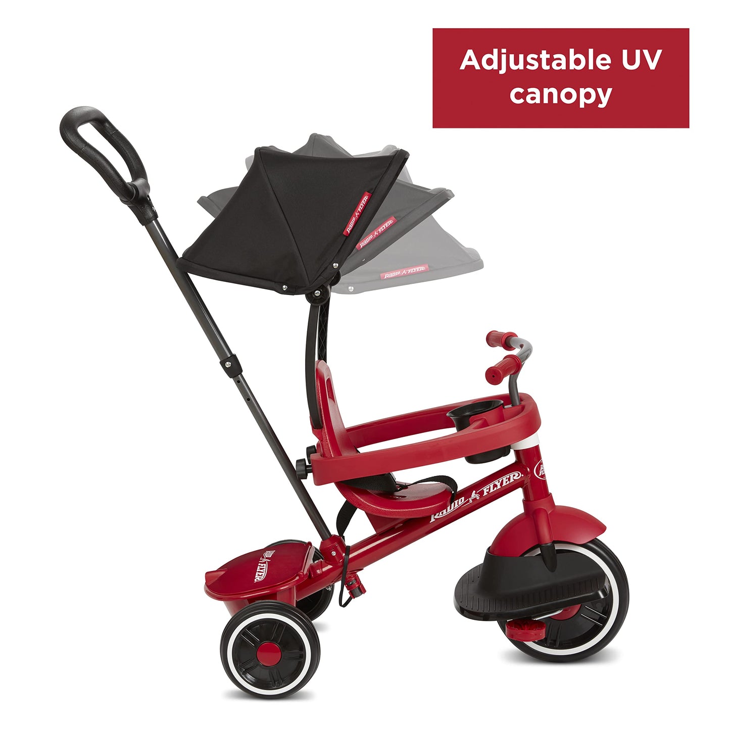 Radio Flyer Pedal & Push 4-in-1 Stroll ' N Trike®, Red Tricycle, for Toddlers Ages 1-5 (Amazon Exclusive), Toddler Bike Large