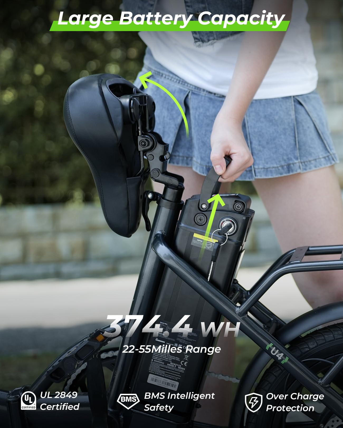 isinwheel U4 Electric Bike for Adults, 750W Peak Motor with Max 55Miles PAS Range & 19MPH EBike,16" Folding Electric Bicycles with 374.4Wh Battery, Step-Thru Commuter E Bikes for Adults and Teens