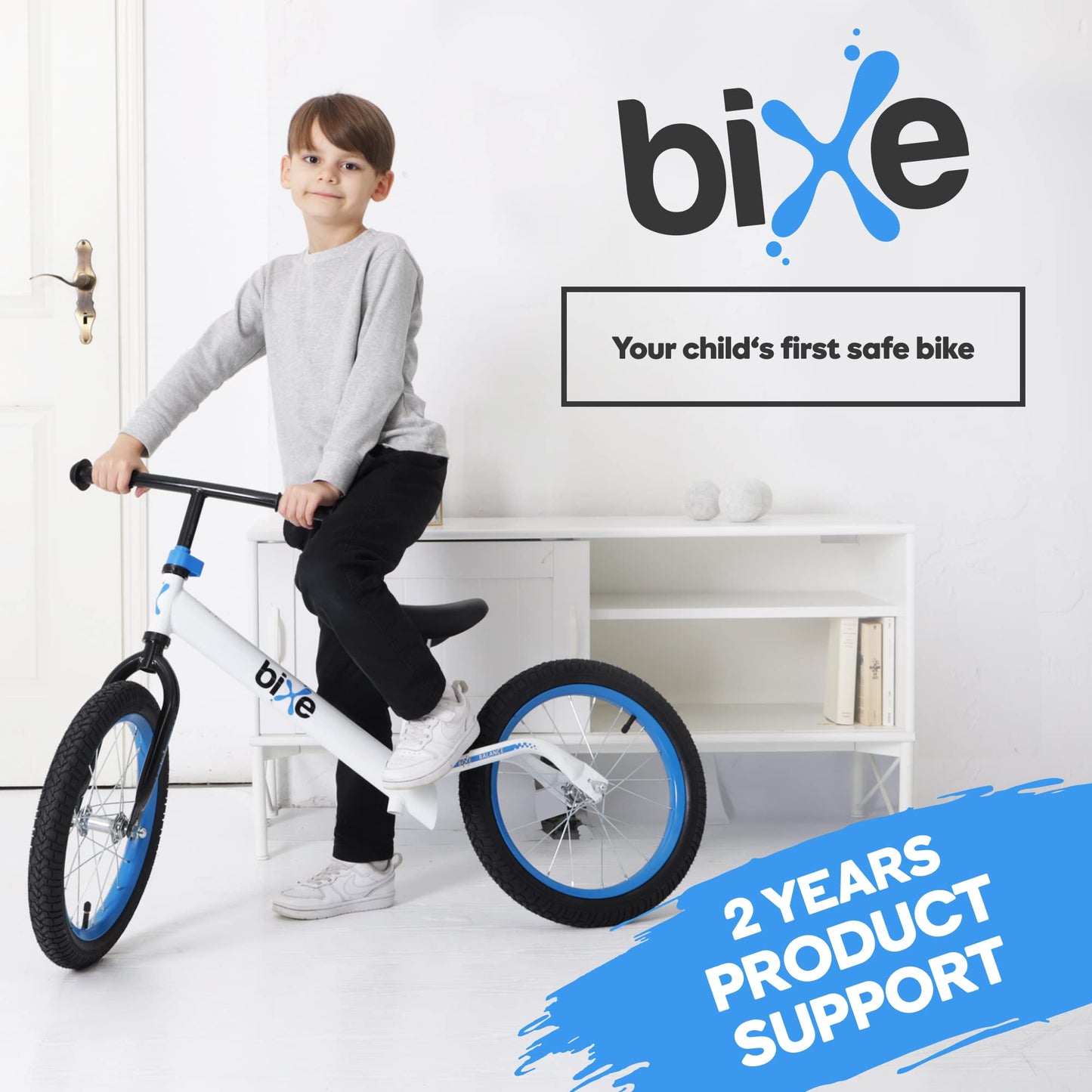 Bixe Balance Bike - 16" (40.6 cm) Big Kids' Training Bikes - Kids Balance Bike Designed for Children Ages 4 to 9 - No Pedal Push Bicycle for Boys or Girls - Blue