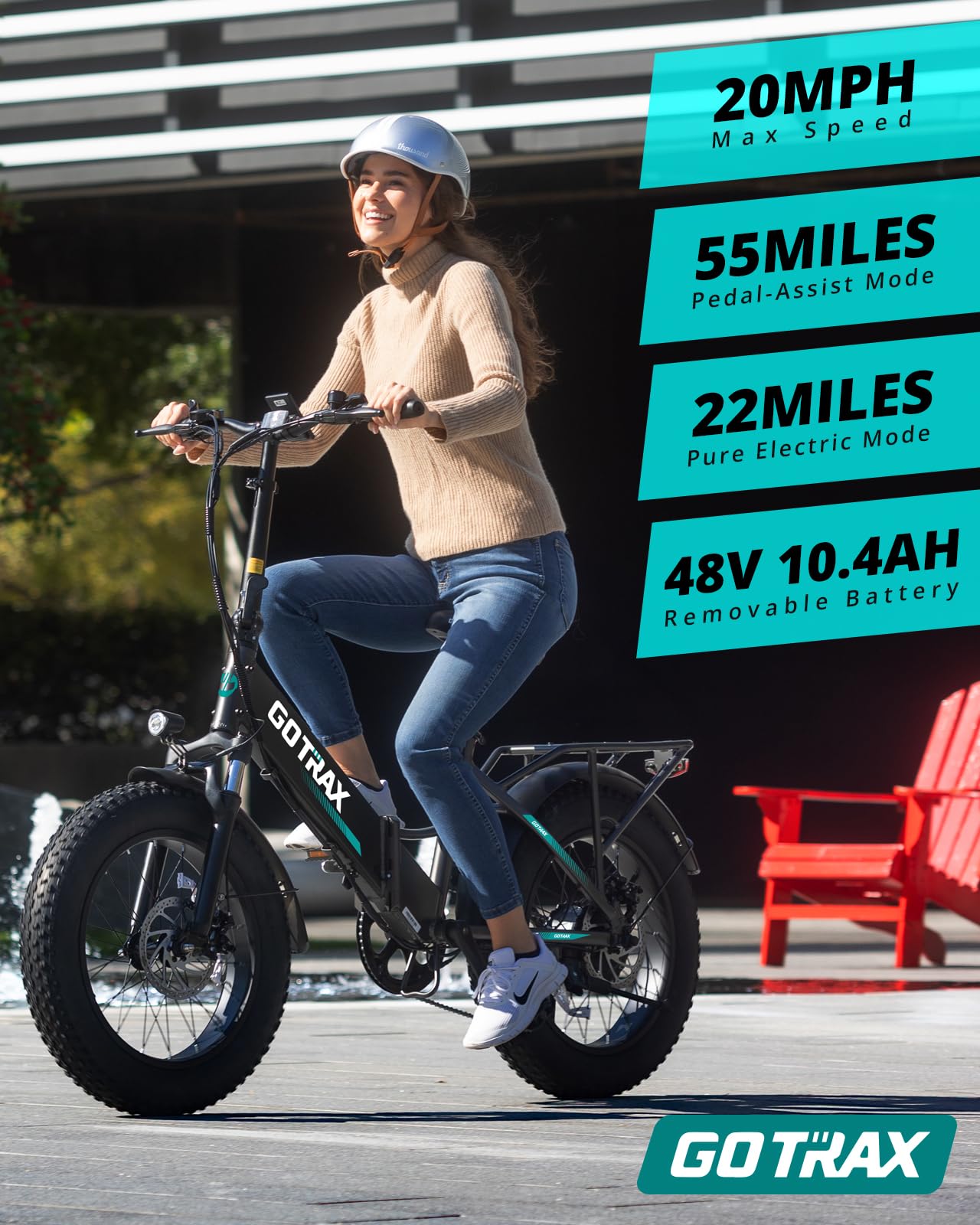 Gotrax R2 20" Folding Electric Bike with 55 Miles (Pedal-assist1) by 48V Battery, 20Mph Power by 500W, LCD Display and 5 Pedal-Assist Levels, 7-Speed & Front Shock Absorber for Off-Road Bicycle Black