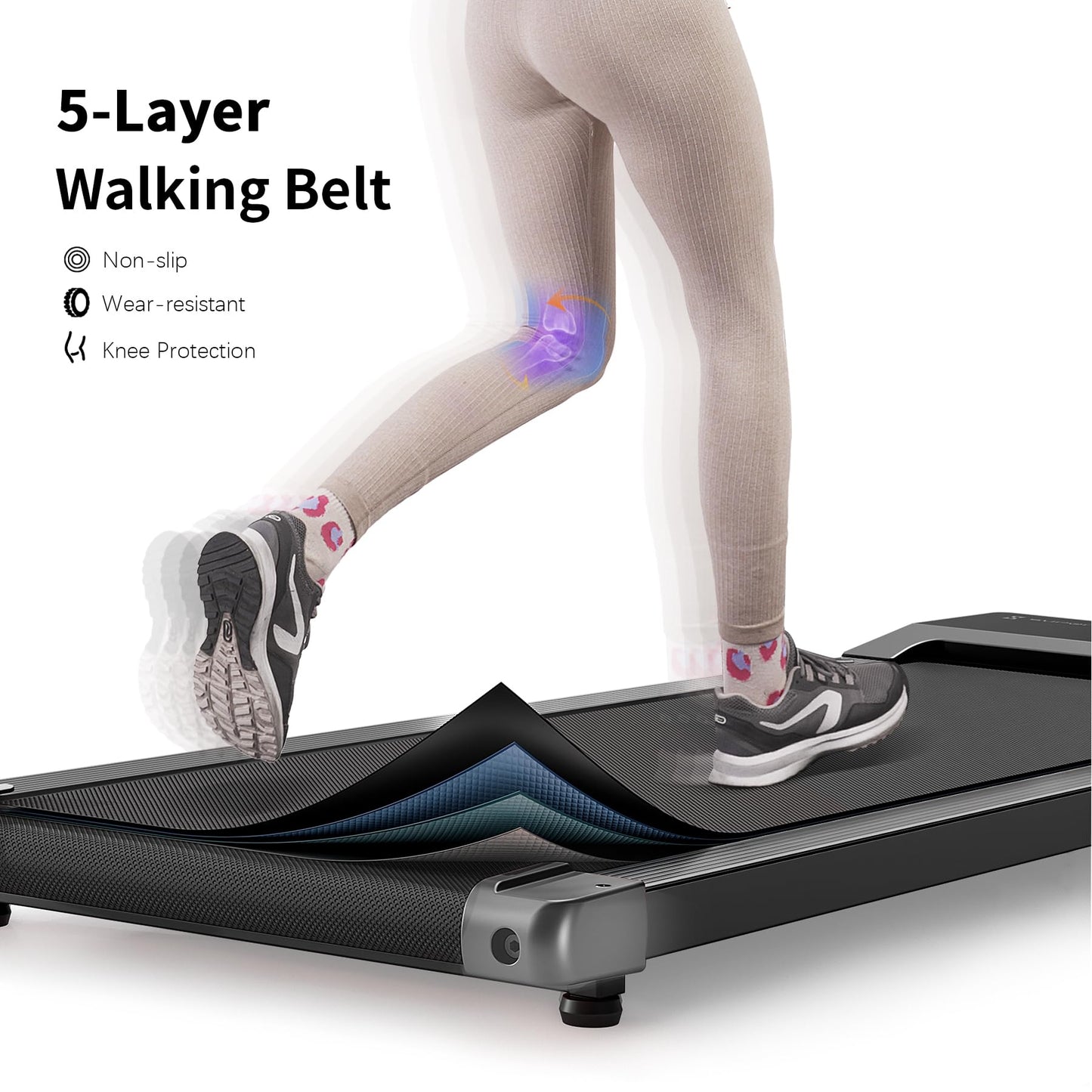 Superun Walking Pad 2.5HP - Under Desk Treadmill with APP and Remote Control - Walking Treadmill for Home or Office 136 KG Capacity