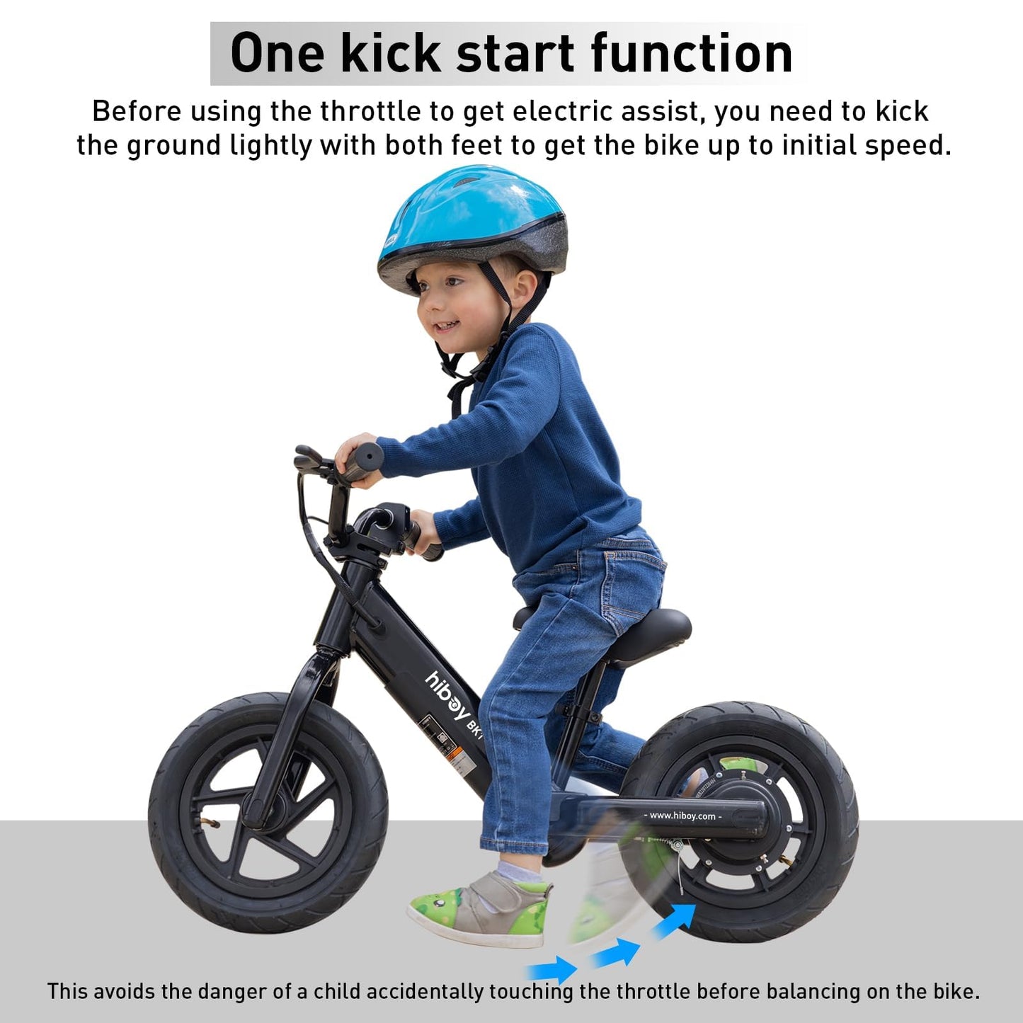 Hiboy BK1 Electric Balance Bike for Kids, 12 Inch Tires, 150W Peak Motor, Adjustable Seat, 21.6V/2.6Ah Battery, Electric Bike for Kids Ages 3-5