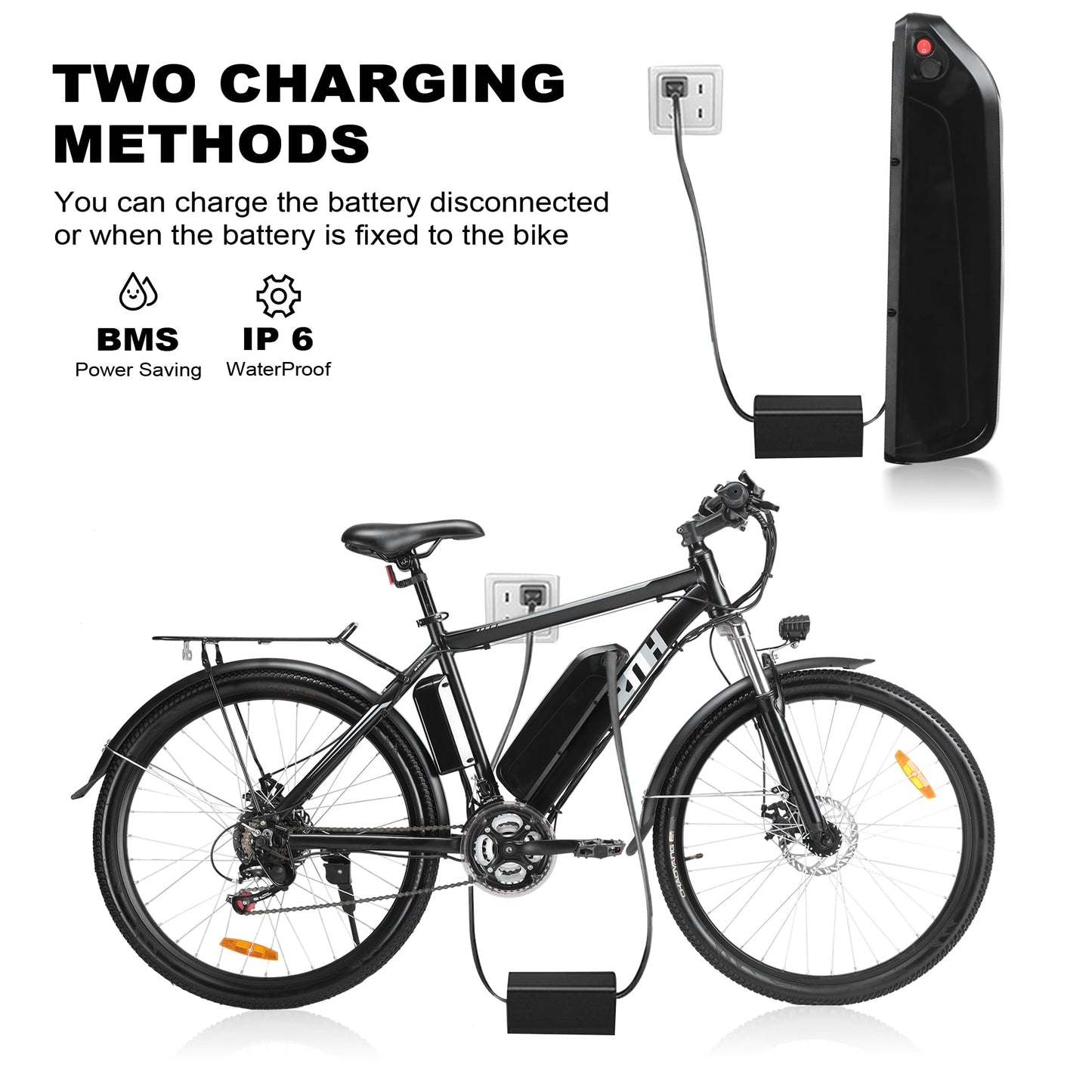 ZNH Electric Bike, Ebike 36V 10AH Removable Battery,20MPH 26 Electric Mountain Bike - Suspension Fork, LED Display - Experience The Thrill of Off-Road Riding (Black)