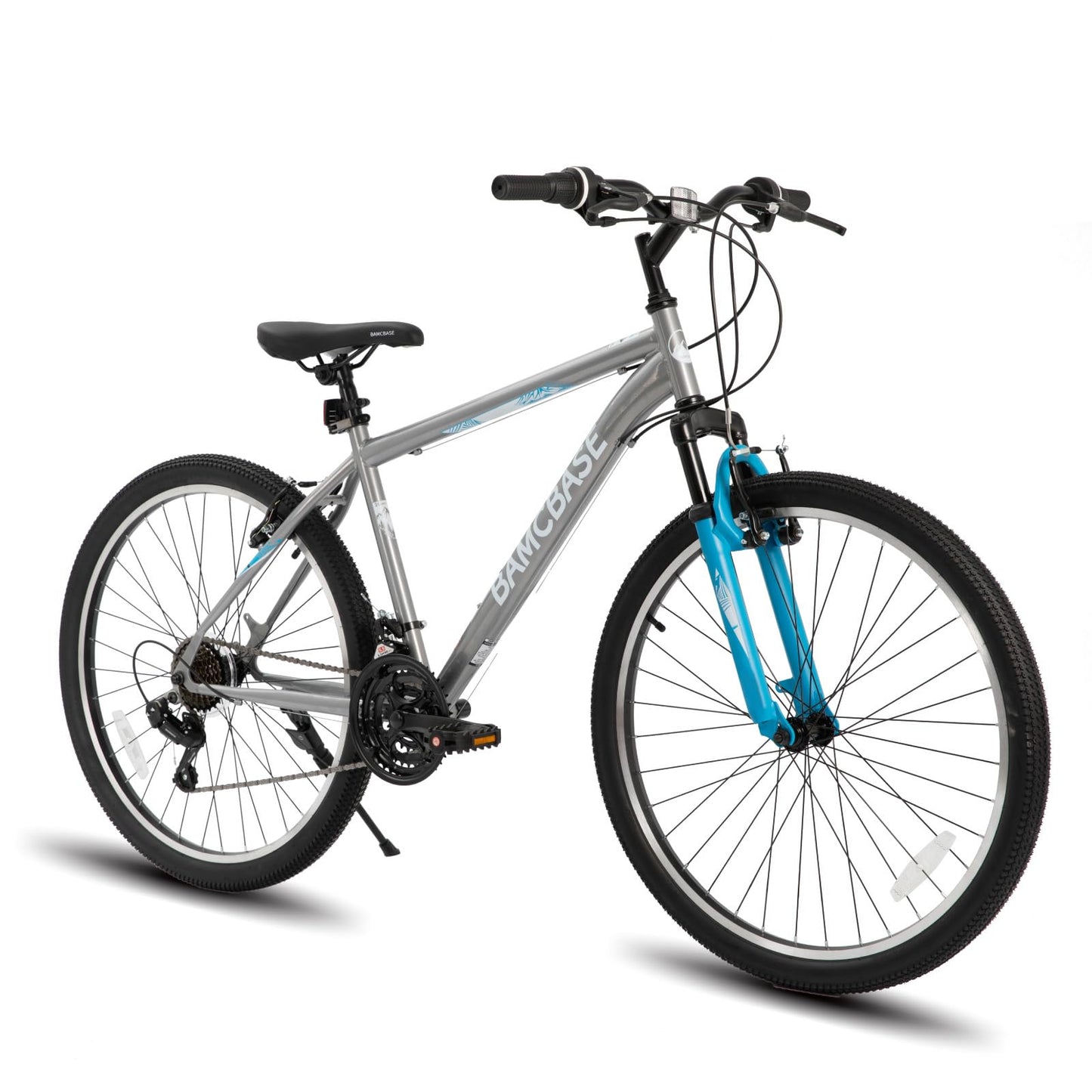 HH HILAND 26 Inch Mountain Bike, Mens and Womens MTB with 21 Speeds, High-Tensile Steel Frame, V Brake, Hardtail Bicycle for Adults Gray