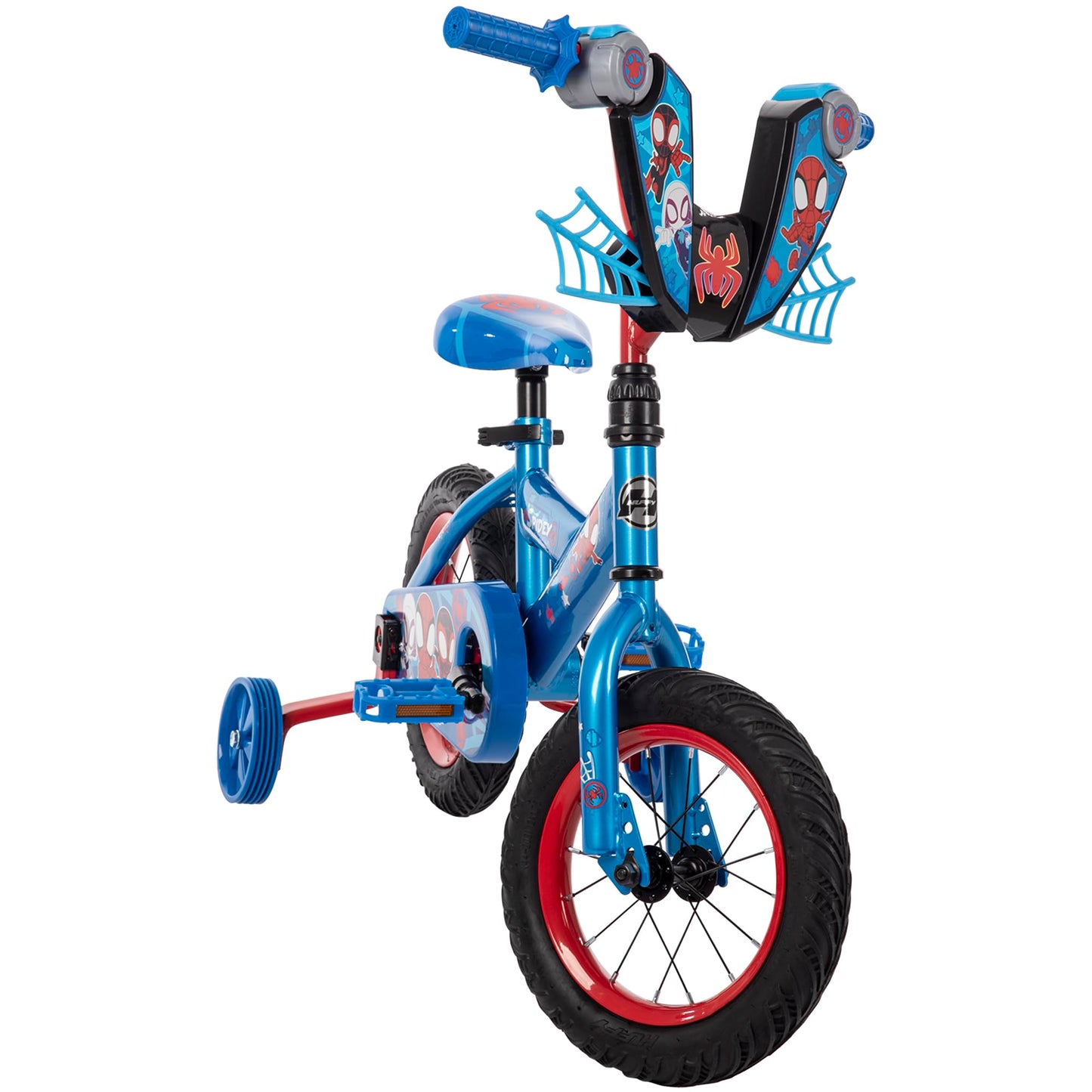 Huffy Marvel Spidey and His Amazing Friends 12 Inch Kid's Bike, Ideal for Ages 3-5 Years Old, Training Wheels Included, Quick Connect Assembly, Fun and Playful Graphics, Simple Coaster Brake