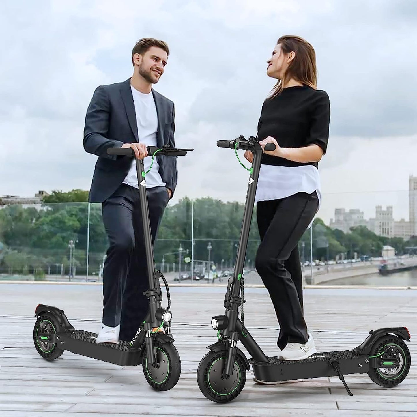 isinwheel S9MAX Electric Scooter, 10” Solid Honeycomb Tire Electric Scooters Adult with Bag Fast E Scooter, 40km Long Range, 3 Speed Modes with App Control, Doual Braking System