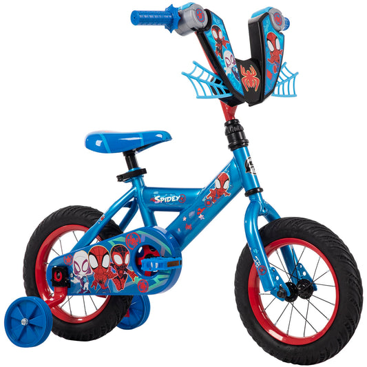 Huffy Marvel Spidey and His Amazing Friends 12 Inch Kid's Bike, Ideal for Ages 3-5 Years Old, Training Wheels Included, Quick Connect Assembly, Fun and Playful Graphics, Simple Coaster Brake