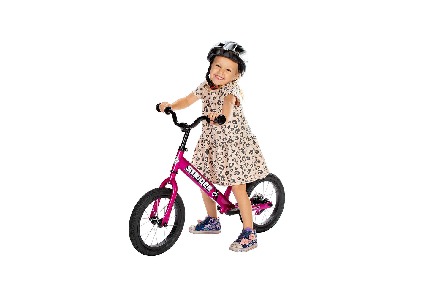 Strider 14x, Pink - Balance Bike for Kids 3 to 6 Years - Includes Custom Grips, Padded Seat, Performance Footrest & All-Purpose Tires