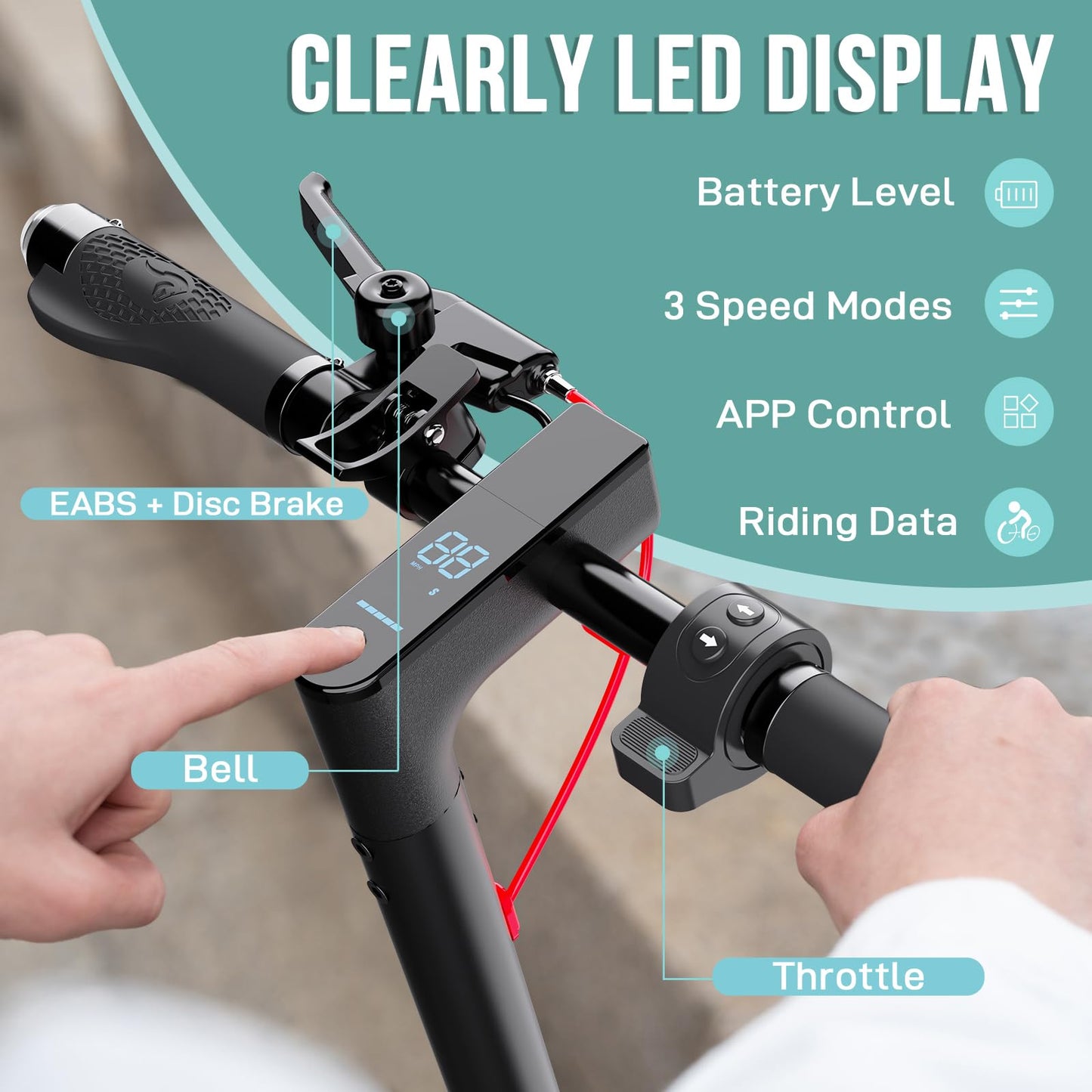 EVERCROSS EV85F Electric Scooters Adults, 8.5'' E-Scooter Foldable - APP, 350W Motor, 7.8AH Battery, 15KG weight, 3 Speed Modes, Max load 120KG, Dual shock absorbers