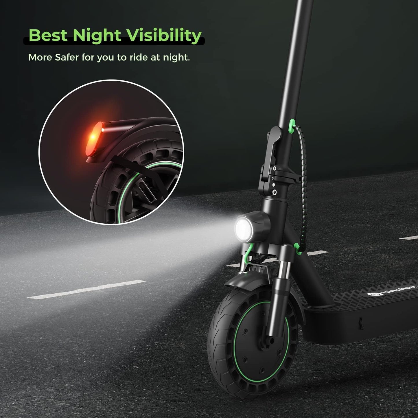 isinwheel S9MAX Electric Scooter, 10” Solid Honeycomb Tire Electric Scooters Adult with Bag Fast E Scooter, 40km Long Range, 3 Speed Modes with App Control, Doual Braking System