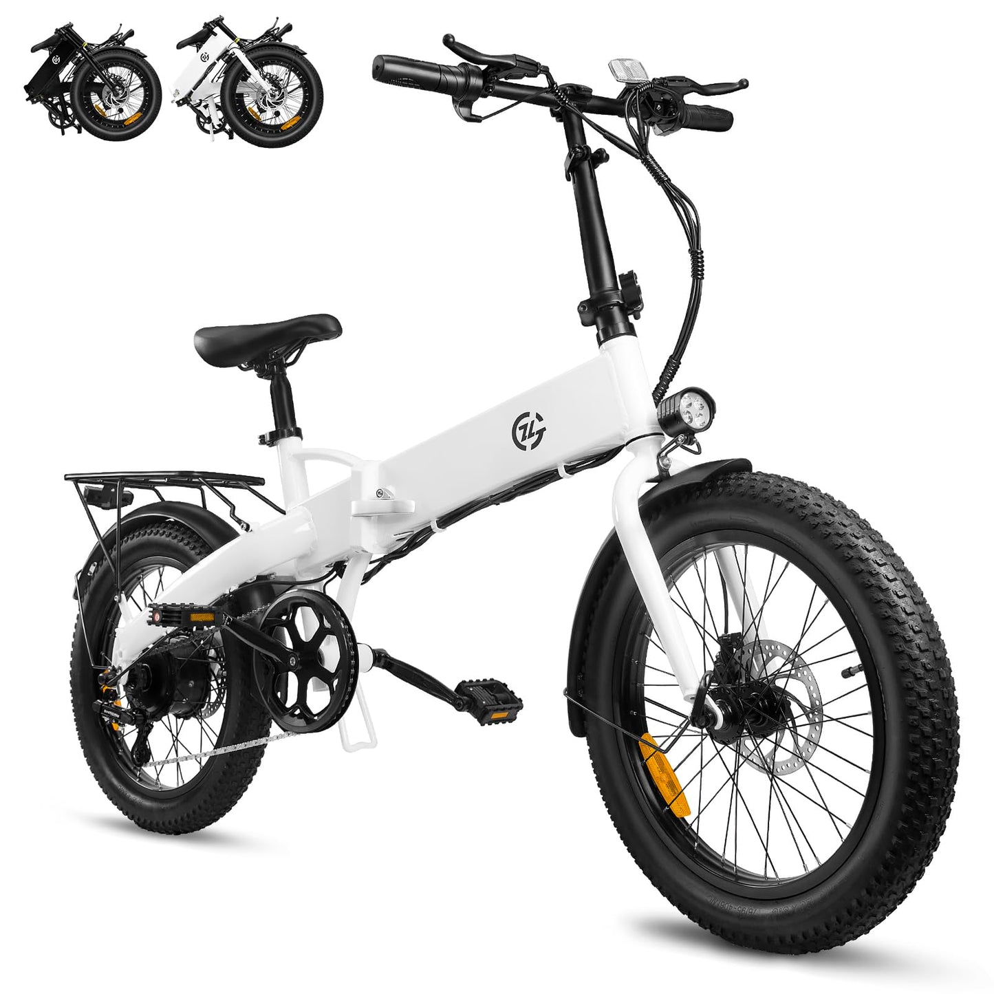 ZOONLAI Electric Bike for Adults 500W Motor Foldable Bikes Up to 24 MPH 43 Miles Long Range Ebike for Adult 48V 7.8Ah Removable Battery 20" Fat Tire 5 Speed Modes EBike ZL2006 UL 2849 (White)