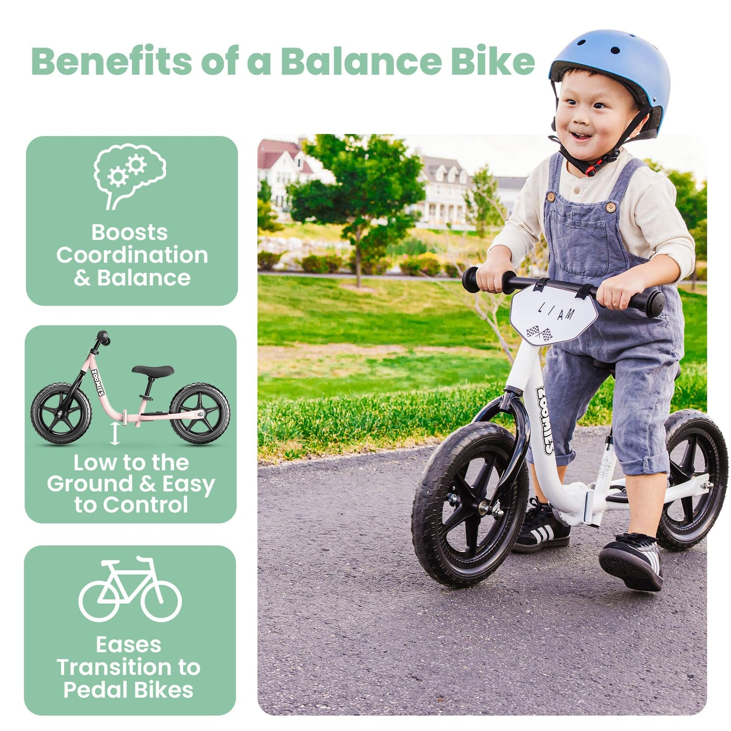 Zoomies Folding 12" Toddler Balance Bike for 2 to 5 Year Olds – Foldable Easy to Take On The Go – w/Carrying Strap