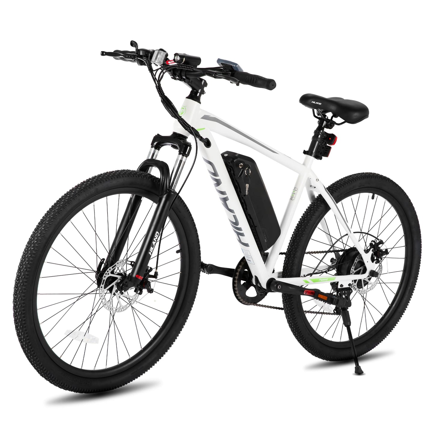 HH HILAND Electric Bike for Adults, 26 inch Electric Mountain Bicycle with Removable Battery, 500W 36V Motor, 7 Speeds 20MPH Ebike for Men, White