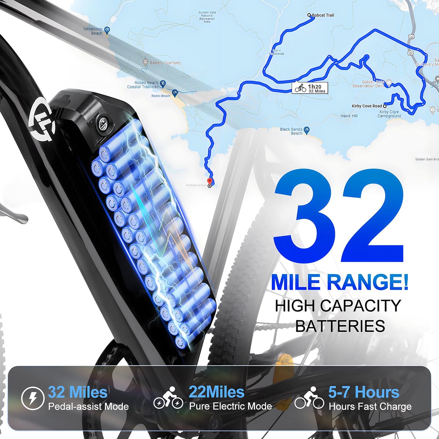 ZOONLAI Electric Bike for Adults with 500W Peak Brushless Motor 32Miles 25MPH Commuting Electric Mountain Bike with Removable Battery, 7-Speed, 27.5" Tires and Front Fork Suspension