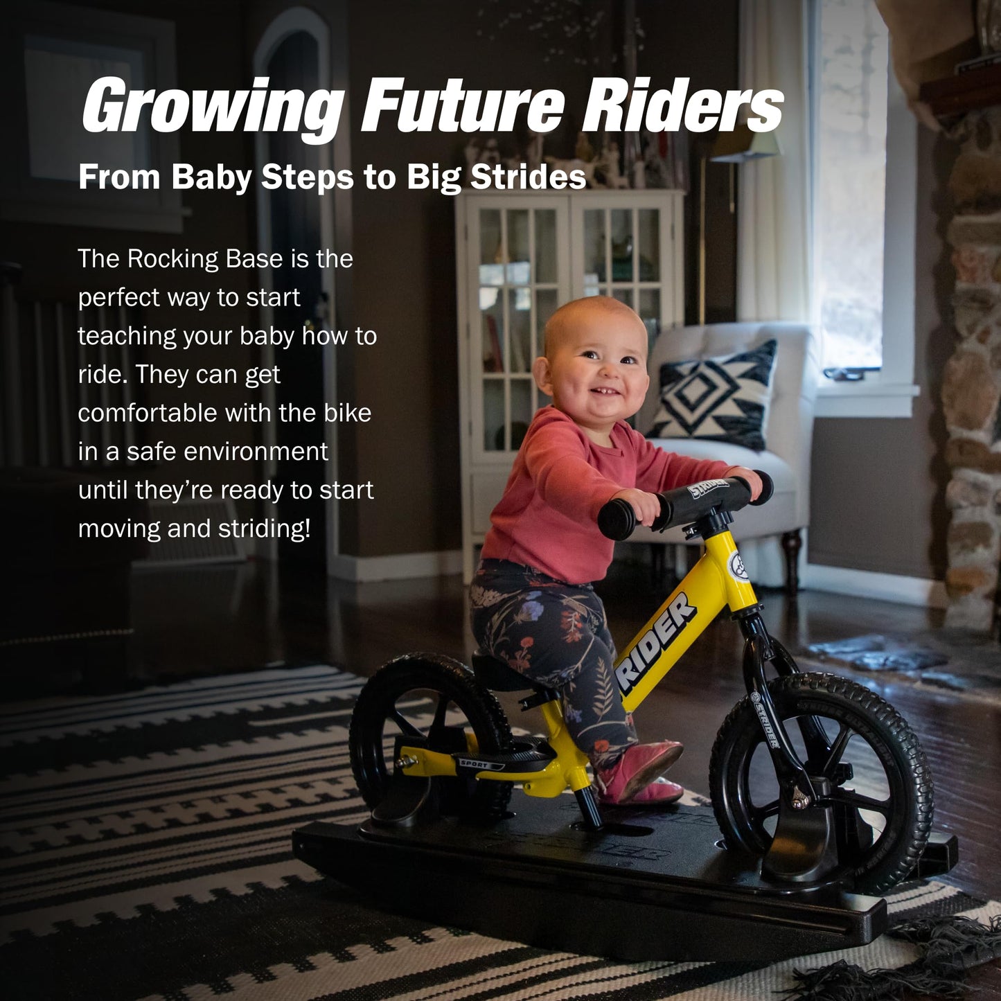 Strider Rocking Base - Fits All Our 12” Balance Bikes - for Kids 6 Months to 2 Years - All-Weather, Durable Plastic - Easy Assembly & Adjustments