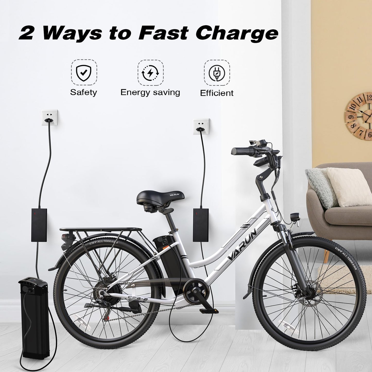 VARUN Electric Bike for Adults - 500W Electric Bicycle Up to 40 Miles, Removable Battery, 7-Speed, and Shock Absorber, Stylish 26" Ebike Suitable for Commuting