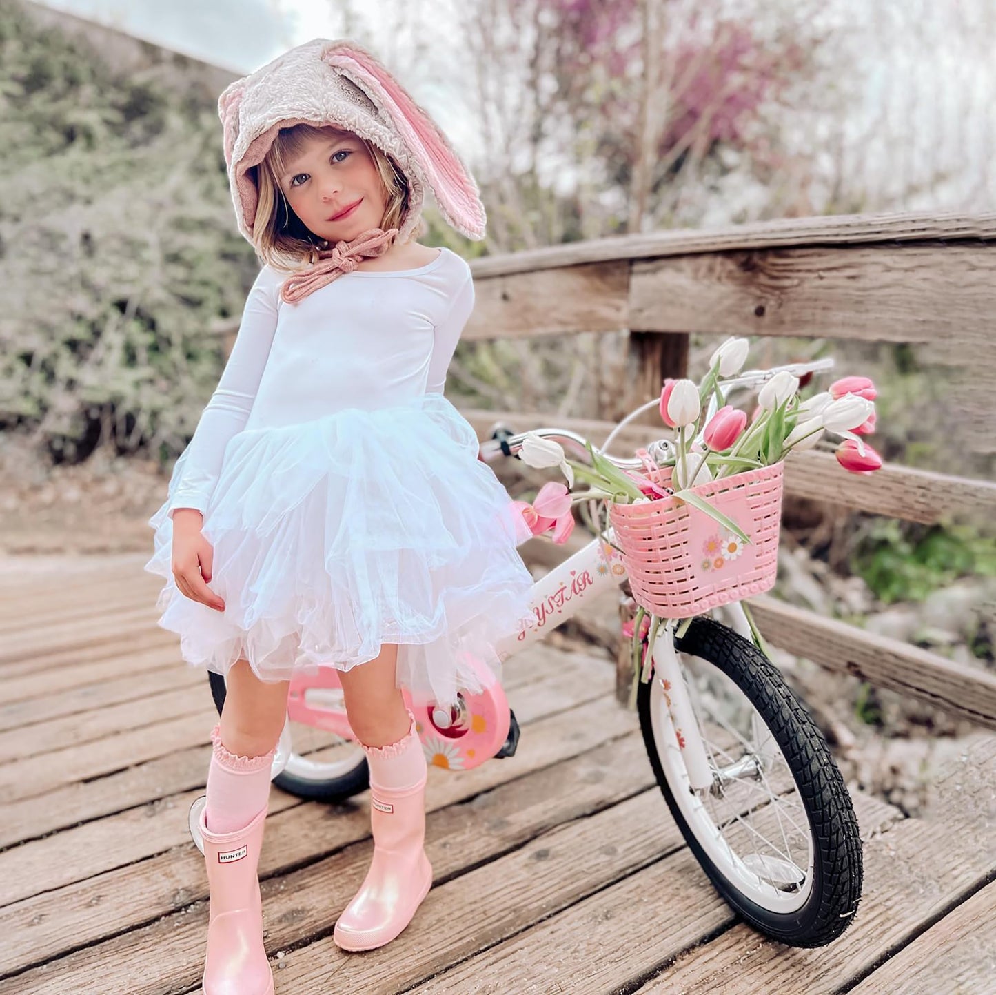 JOYSTAR Kids Bike Little Daisy 14 Inch Girls Bike with Training Wheels Doll Bike Seat Basket & Streamers Princess Kids Bicycle for Girls Toddler of 3-5 Years Toddler Girl Bikes White