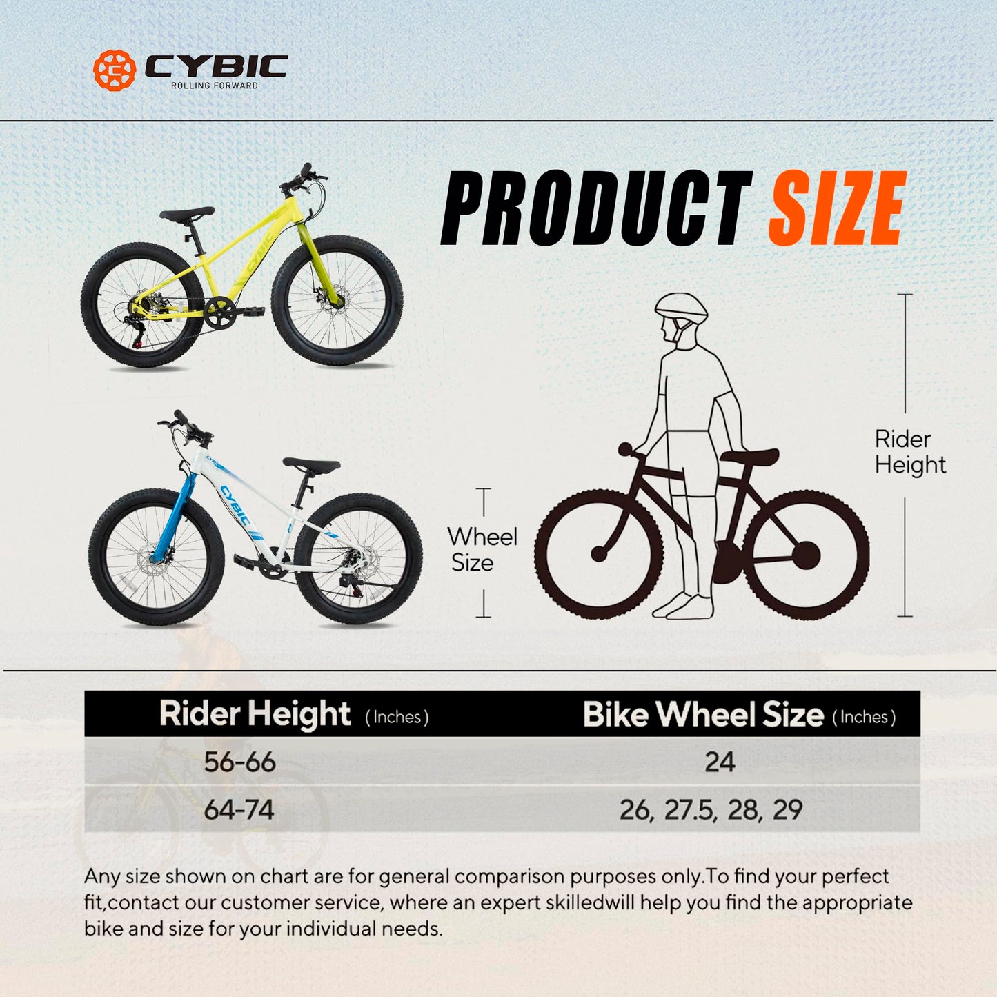 CYBIC 24 inch Fat Tire Mountain Bike for Man, Bicycle with High Carbon Steel Frame, Double Disc Brake 24 in Tire Fat Tire Bike with 7 Speeds as a Gift, Yellow/Green