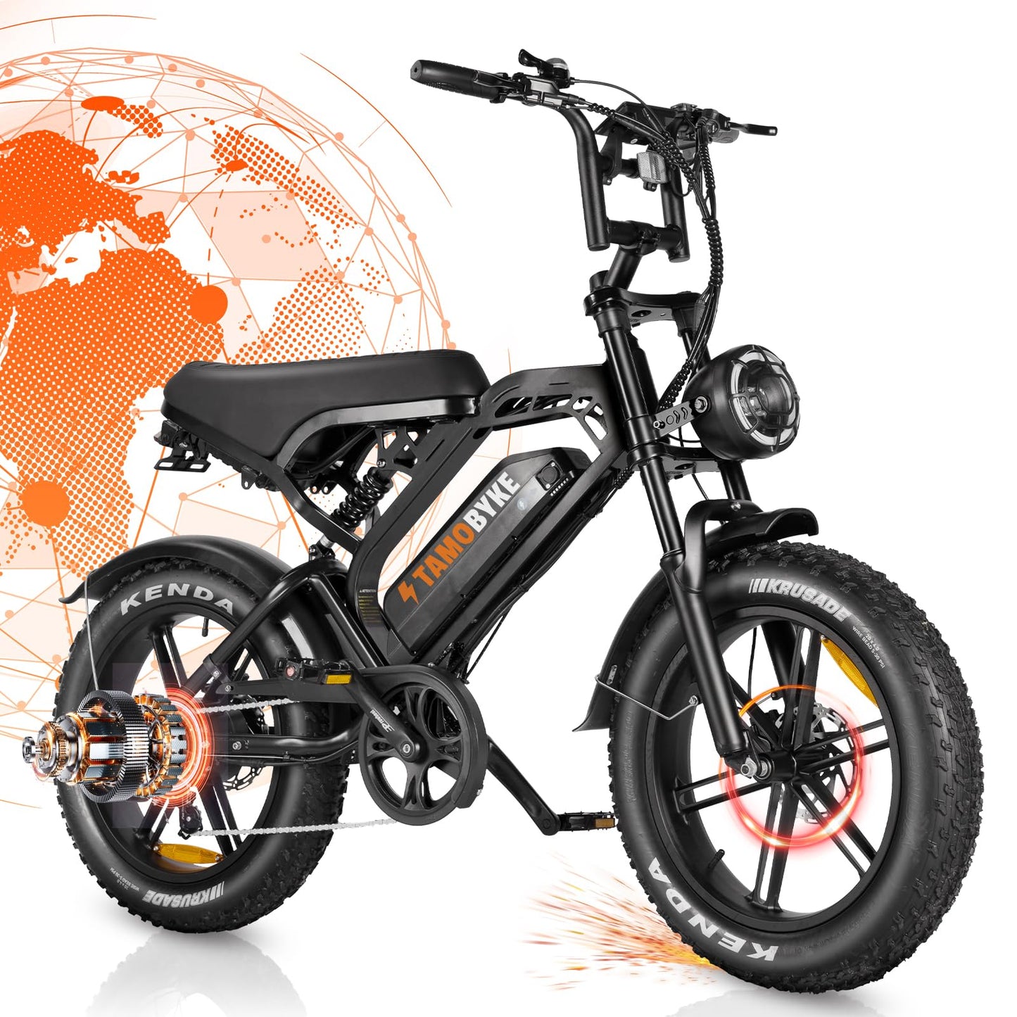 Tamobyke V20 Pro Electric Bike for Adults, 2000W 32MPH 48V 18.2AH E-Bike, 20" x4.0 Fat Tire Electric Dirt Bike, Full Suspension & Hydraulic Disc Brake Electric Motorcycle Moped Ebike