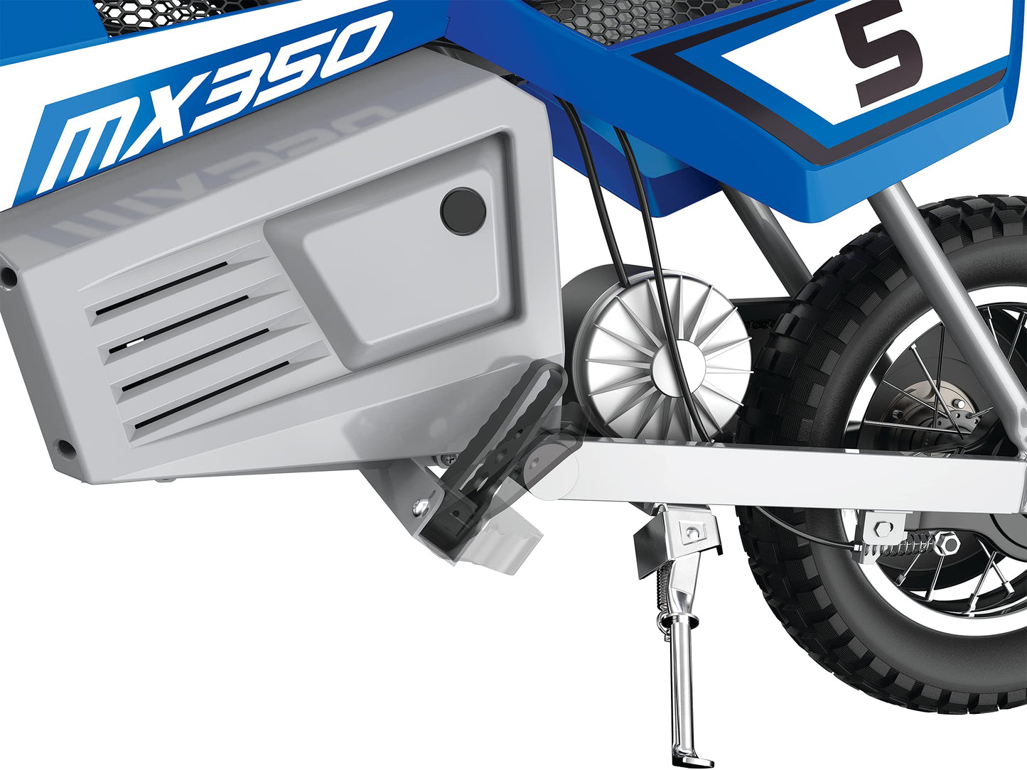 Razor MX350 Dirt Rocket Electric Motocross Off-Road Bike for Age 13+, Up to 30 Minutes Continuous Ride Time, 12" Air-Filled Tires, Hand-Operated Rear Brake, Twist Grip Throttle, Chain-Driven Motor