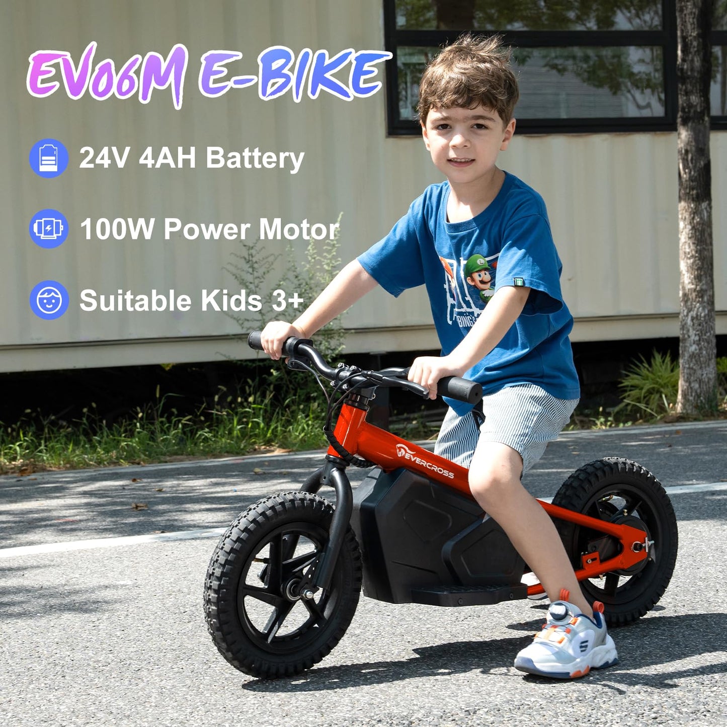 EVERCROSS EV06M Electric Bike for Kids, Electric Balance Bike with 12" Inflat Tire and Adjustable Seat, Electric Motorcycle for Kids Boys & Girls Ages 3+