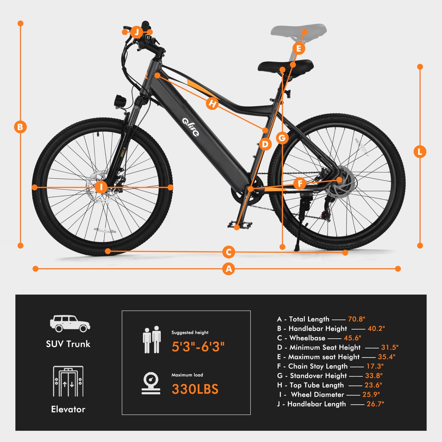 Qlife Cityone Electric Bike for Adults 26" Ebike with 2.1" Tire,Built-in Removable Battery, Peak 750W Motor Ebikes with 7 Speed Commuter Mountain Electric Bicycle, Grey