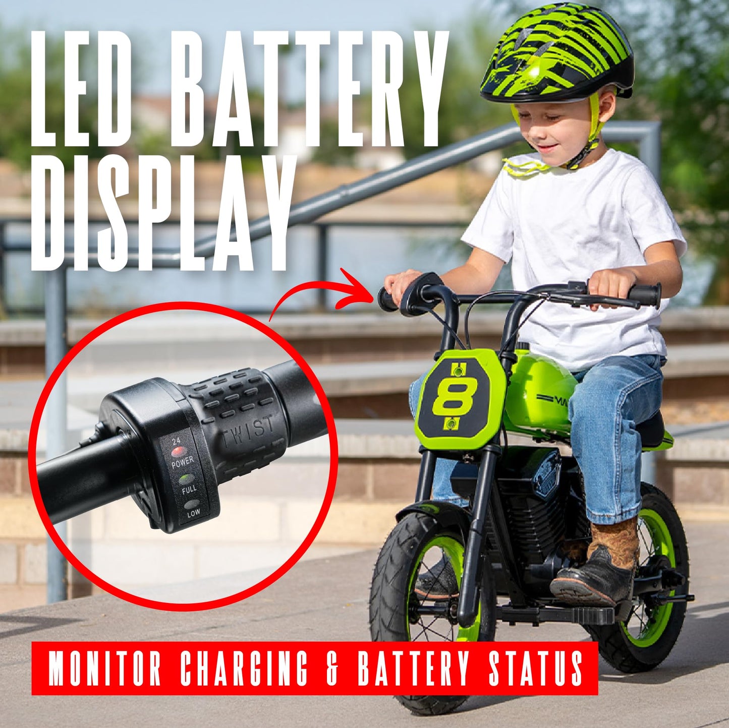 Madd Gear 24-Volt My 1st Mini Electric Dirt Bike for Kids Ages 5-8 - Dual Speed Up to 10 MPH, 12" Tires, 7.5 Mile Range, 110 lbs Max Capacity - Lightweight, Safe Electric Motorcycle (Motorcycle)