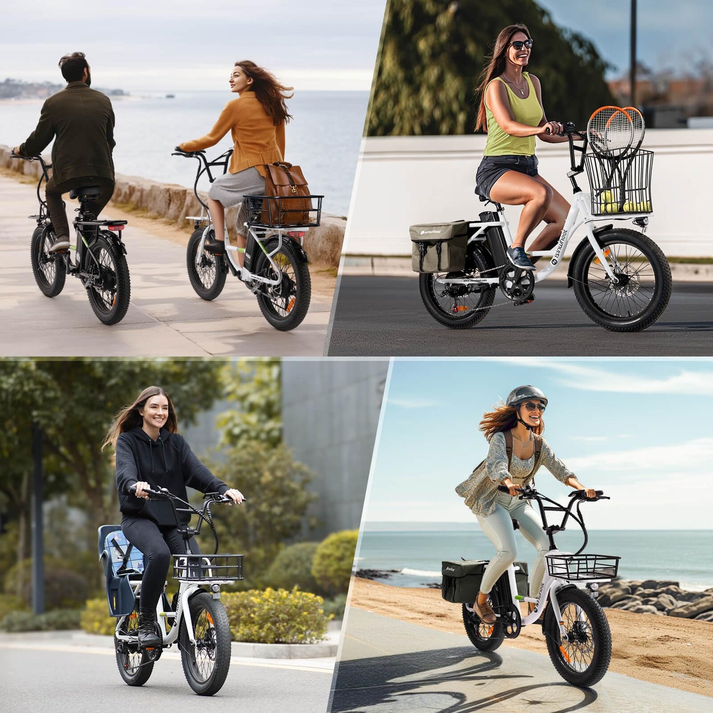 isinwheel U7 Electric Bike for Adults, 750W Peak 20 mph Cargo Ebike Adult Electric Bicycles 55 Miles Range E Bike, 48V 10.4Ah Removable Battery, 7 Speed Gearshift, 20" Step Thru Ebikes for Adults