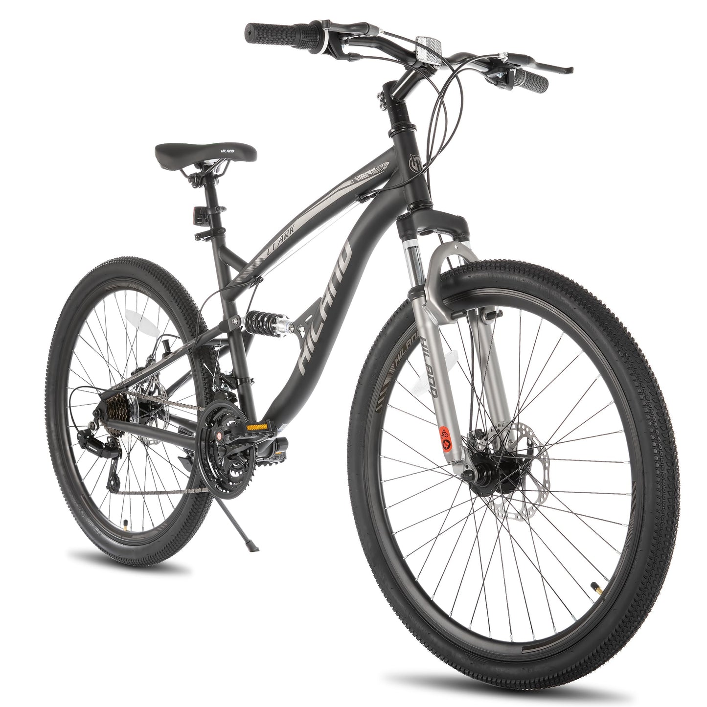 HH HILAND Full Suspension Mens Mountain Bike, 21 Speed, 26 Inch Wheel, Dual Disc Brake Bike for Men Womens Adult Bicycle