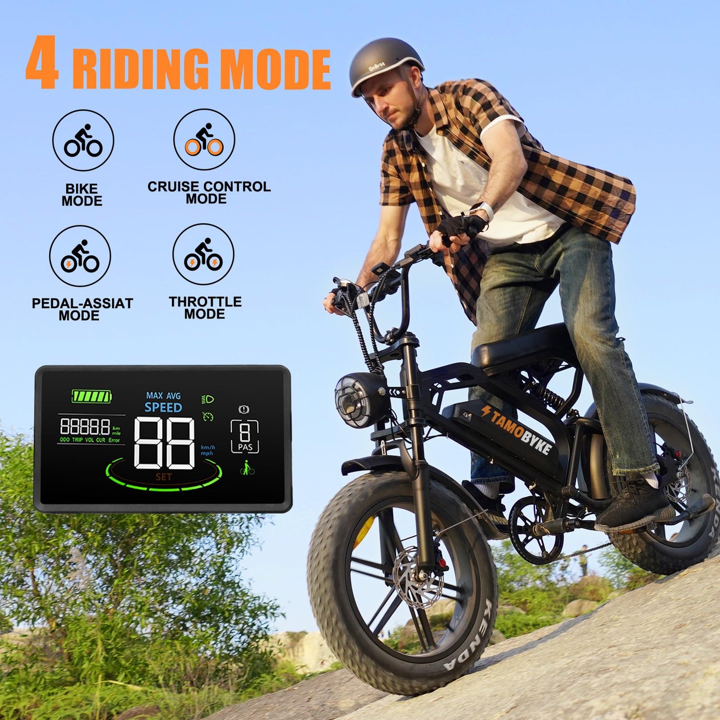 Tamobyke V20 Pro Electric Bike for Adults, 2000W 32MPH 48V 18.2AH E-Bike, 20" x4.0 Fat Tire Electric Dirt Bike, Full Suspension & Hydraulic Disc Brake Electric Motorcycle Moped Ebike