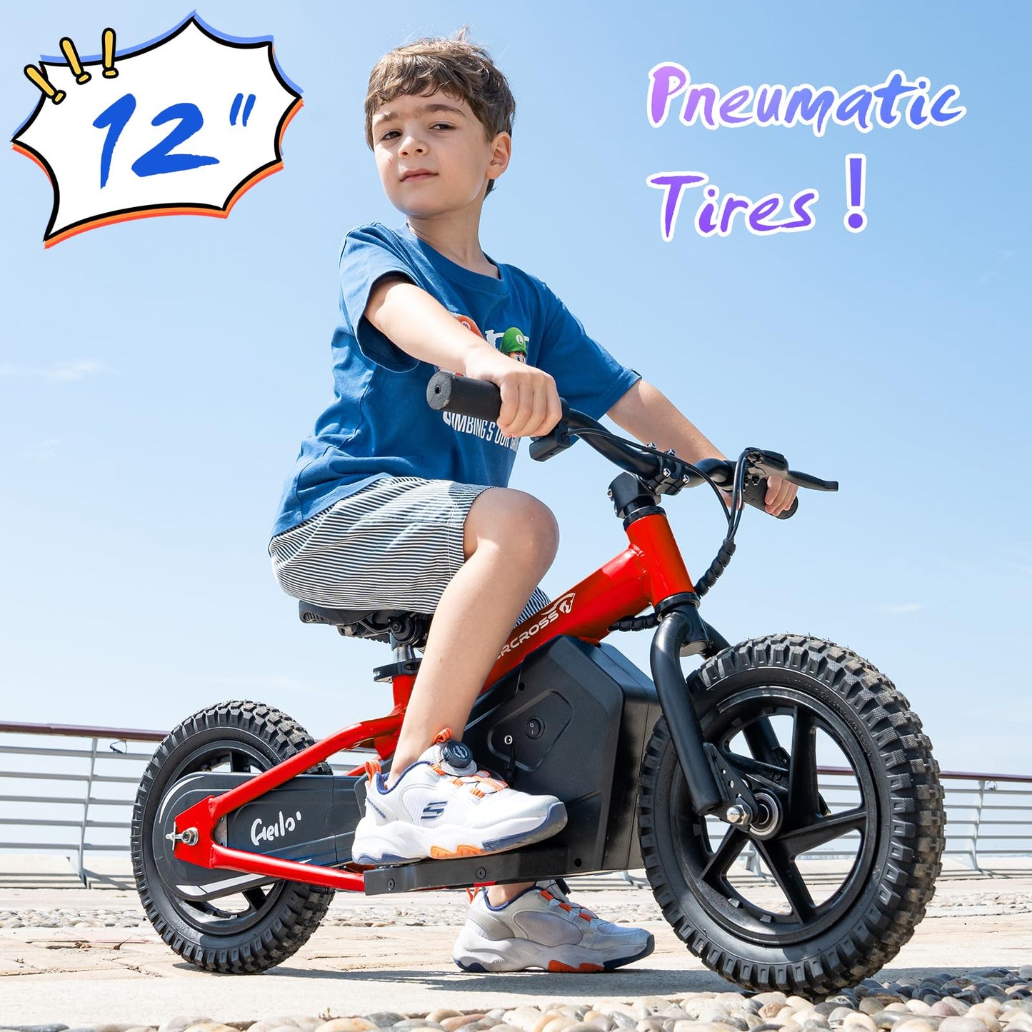 EVERCROSS EV06M Electric Bike for Kids, Electric Balance Bike with 12" Inflat Tire and Adjustable Seat, Electric Motorcycle for Kids Boys & Girls Ages 3+