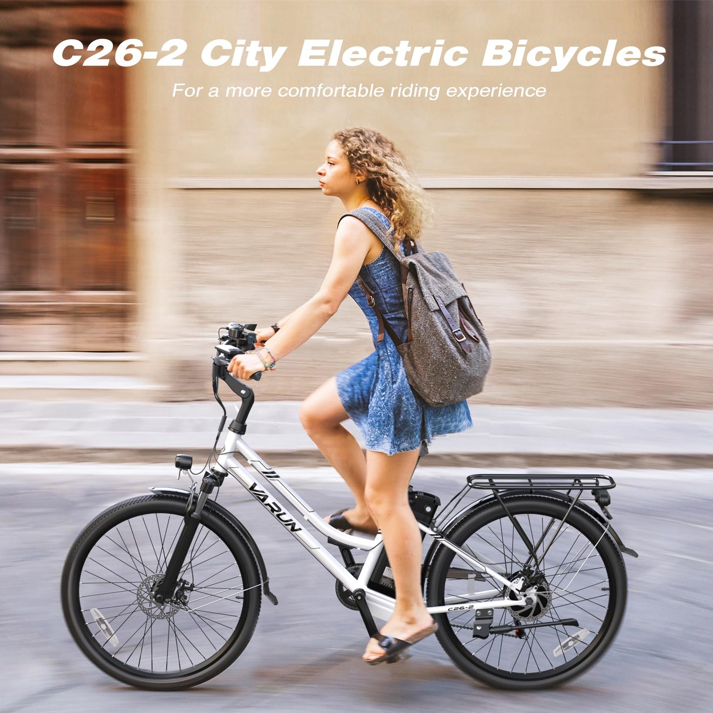 VARUN Electric Bike for Adults - 500W Electric Bicycle Up to 40 Miles, Removable Battery, 7-Speed, and Shock Absorber, Stylish 26" Ebike Suitable for Commuting