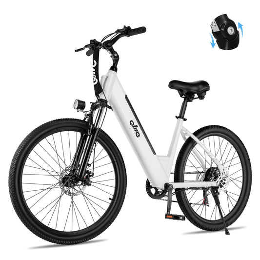 Qlife Cityone Electric Bike for Adults 26" Step-Through 22MPH Ebike with 2.1" Tire,UL2849 Certified Built-in Removable Battery,Peak 750W Motor Ebikes with 7 Speed,Commuter E Bicycle, White