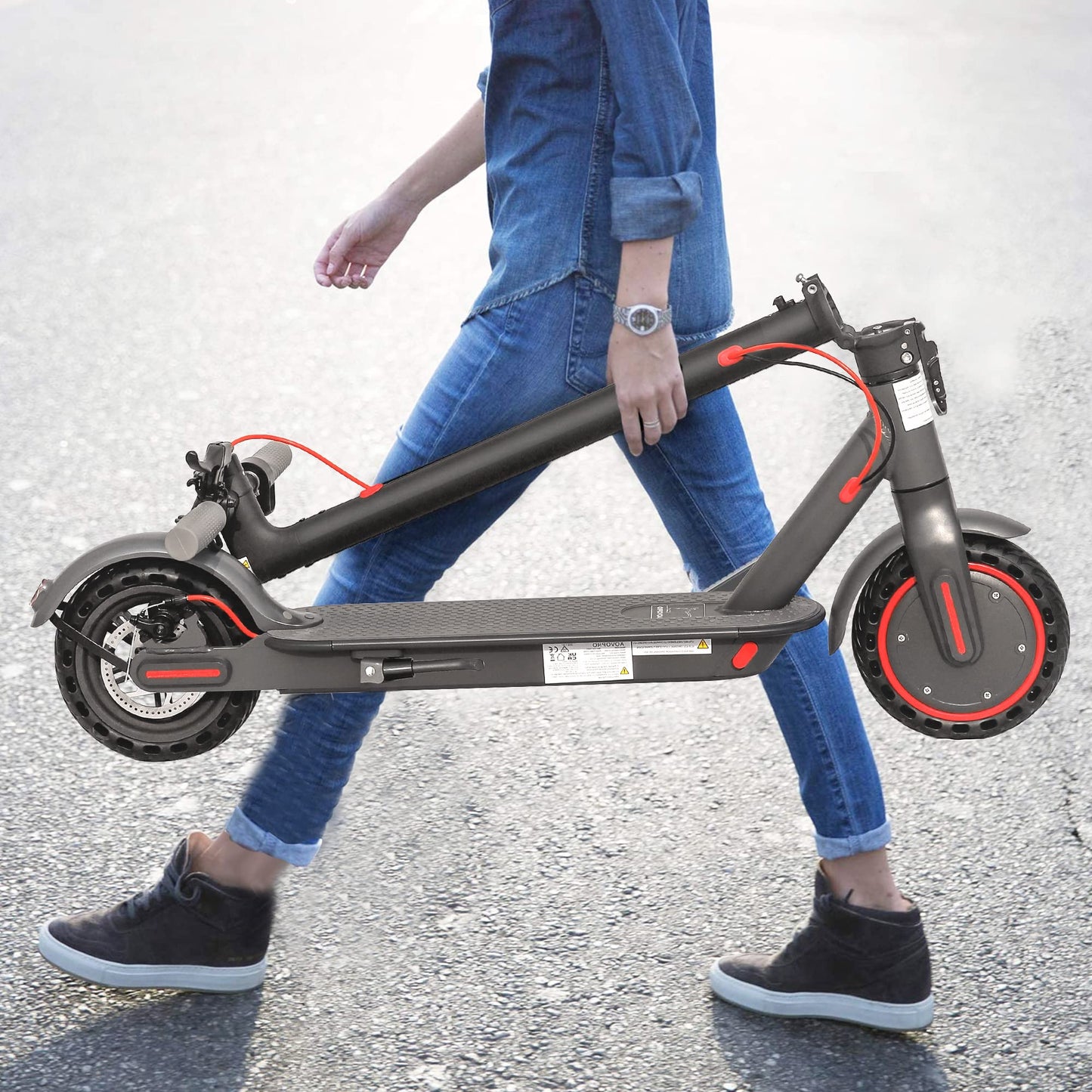 AOVOPRO Electric Scooter Adult, 350W Motor, 30km Long Range, Max Speed 25 km/h, 3 Speed Settings, App Control (ES80)