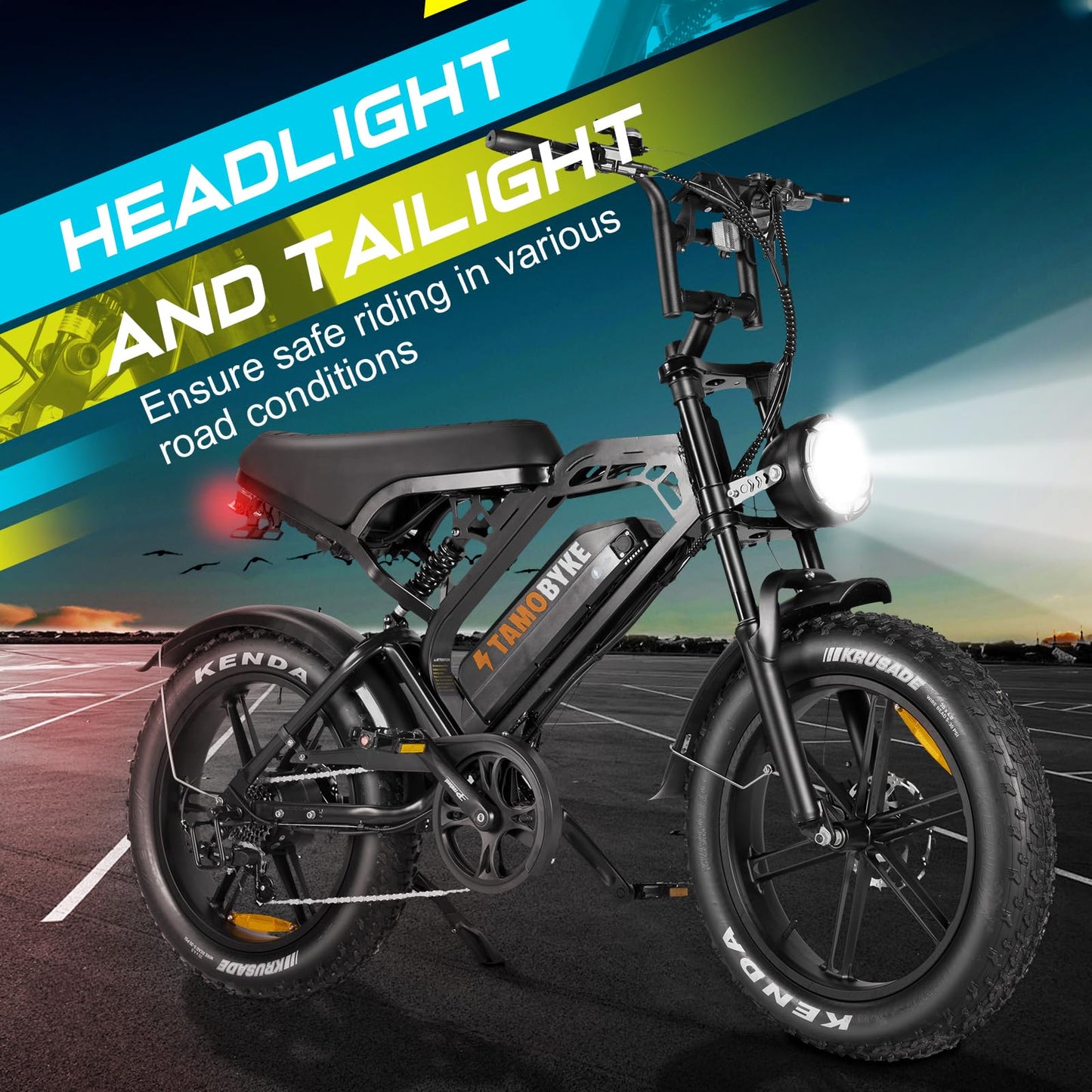 Tamobyke V20 Pro Electric Bike for Adults, 2000W 32MPH 48V 18.2AH E-Bike, 20" x4.0 Fat Tire Electric Dirt Bike, Full Suspension & Hydraulic Disc Brake Electric Motorcycle Moped Ebike