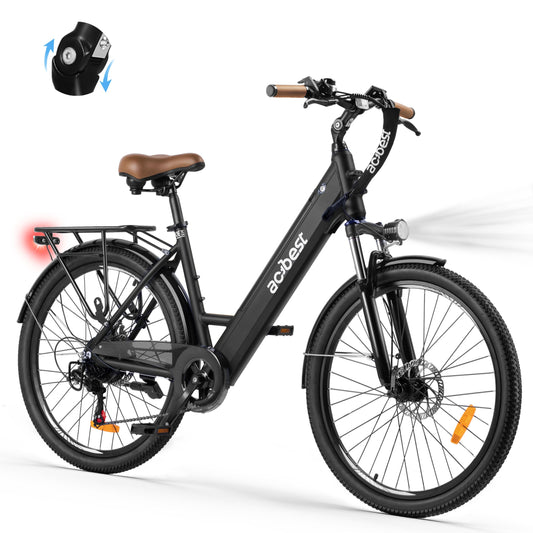 ACTBEST Core Electric Bike for Adults - 468Wh Removable Battery, 26 inch Step Thru Electric Bicycle, 350W(Peak 750W) Brushless Motor Cityrun Ebike, with 7 Speed, Up to 50 Miles, Black