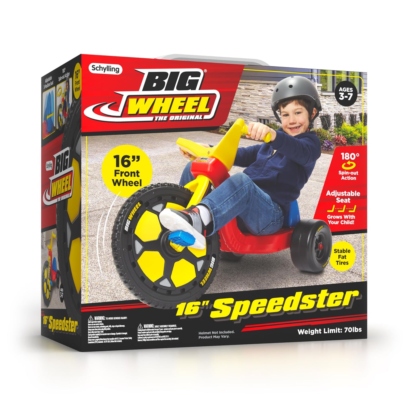 Schylling Big Wheel Speedster - BW16SO - Low-Riding Tricycle with Adjustable Seat for Growing Child up to 70 lbs. - Original Classic Bike - Ages 3 and Up