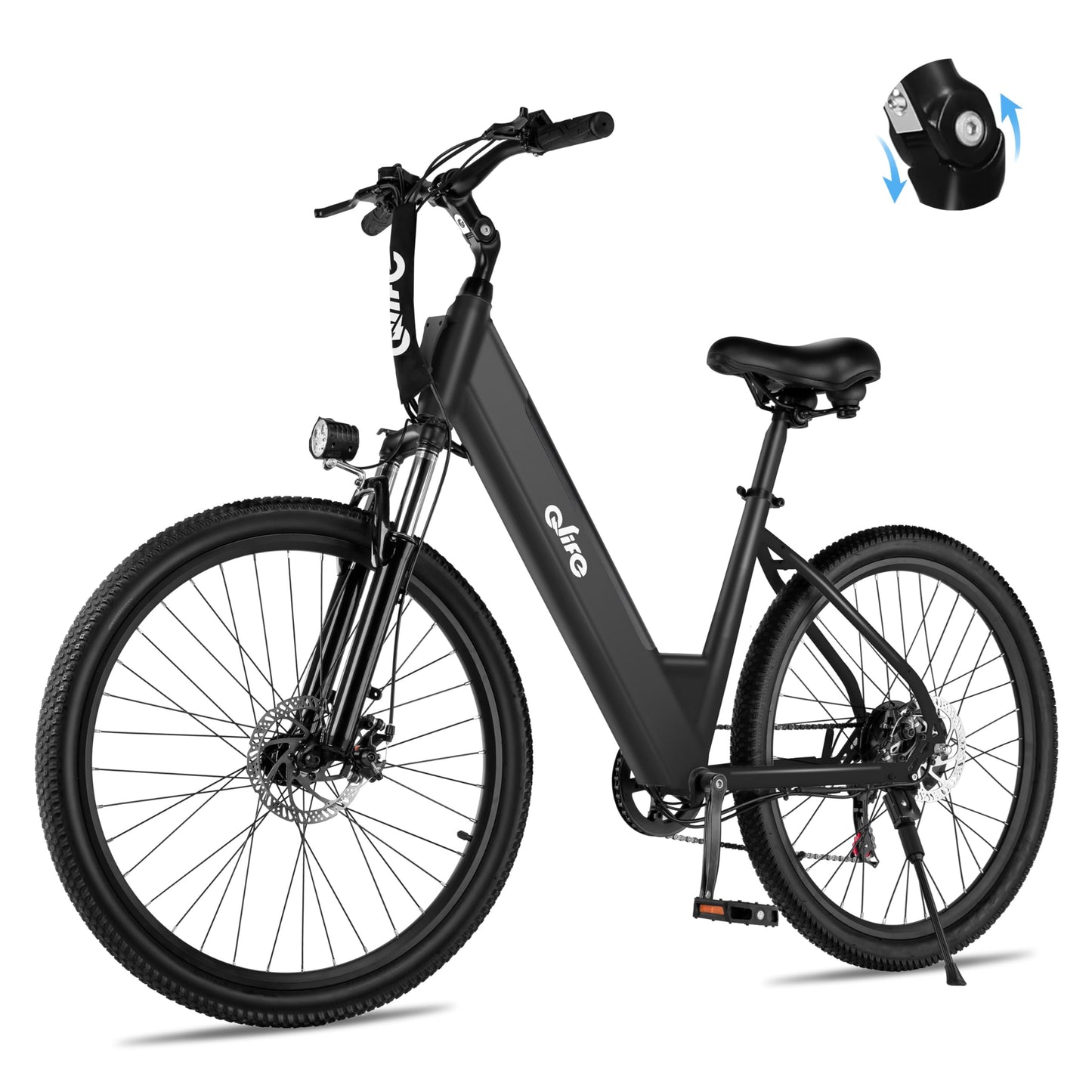 Qlife Cityone Electric Bike for Adults 26" Step-Through 22MPH Ebike with 2.1" Tire,UL2849 Certified Built-in Removable Battery,Peak 750W Motor Ebikes with 7 Speed,Commuter E Bicycle, Black