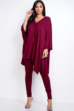 Cargar imagen en el visor de la galería, Solid Heavy Rayon Spandex Cape Top And And Leggings 2 Piece Set
