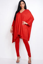 Load image into Gallery viewer, Solid Heavy Rayon Spandex Cape Top And And Leggings 2 Piece Set
