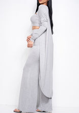 Load image into Gallery viewer, Heavy Rayon Spandex Tube Top, Long Sleeve Cape Top And Wide Leg Pants 3 Piece Set
