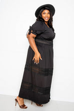 Load image into Gallery viewer, Puff Sleeve Maxi Dress With Lace Insert
