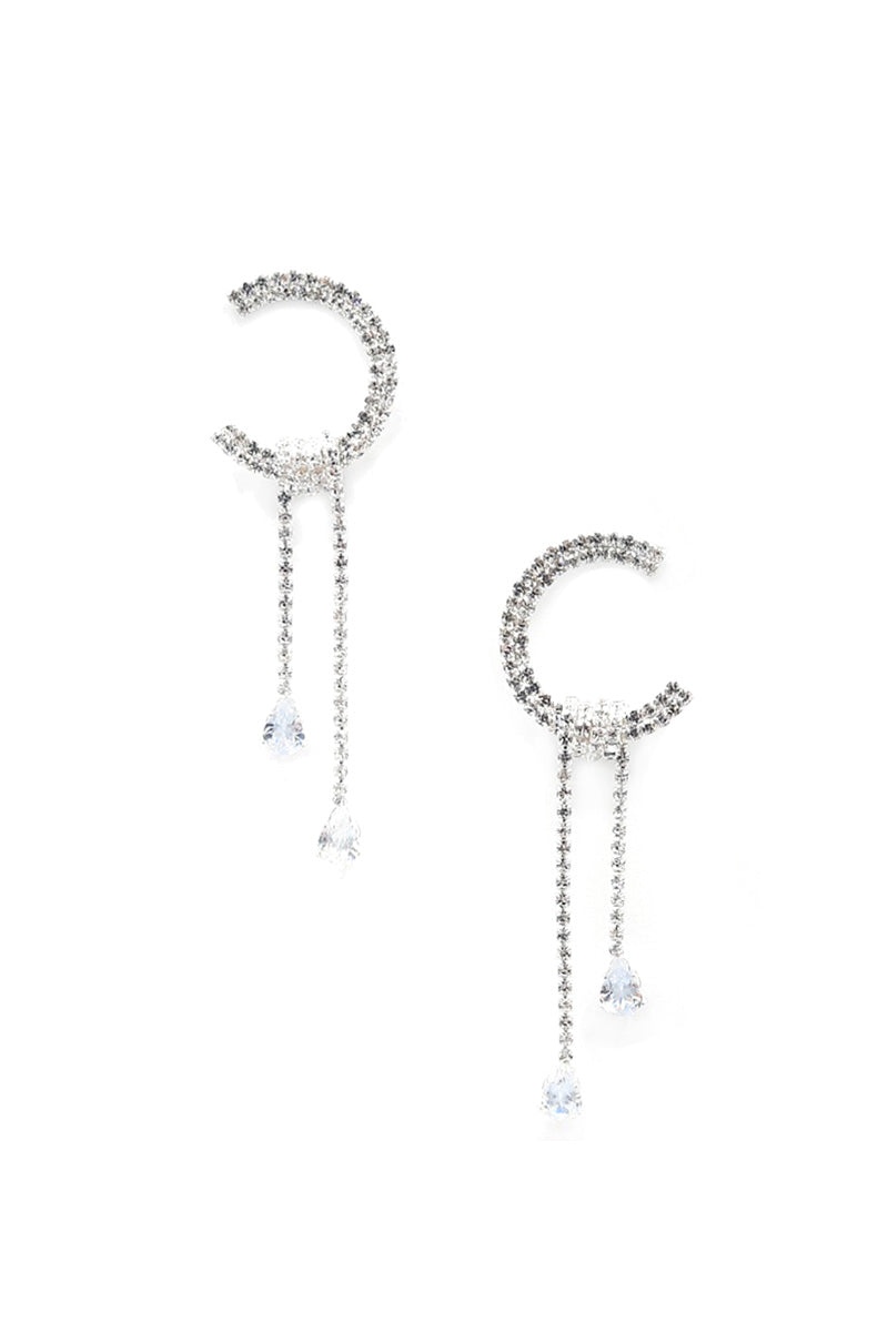 C Shape Rhinestone Dangle Earring