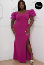 Load image into Gallery viewer, Mesh Tulle Shoulder Plus Size Maxi Dress
