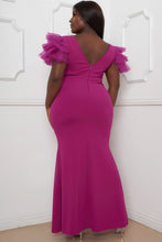 Load image into Gallery viewer, Mesh Tulle Shoulder Plus Size Maxi Dress
