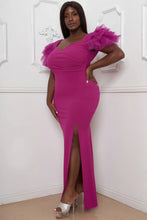 Load image into Gallery viewer, Mesh Tulle Shoulder Plus Size Maxi Dress
