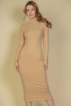 Cargar imagen en el visor de la galería, Ribbed Mock Neck Long Sleeve Bodycon Midi Dress
